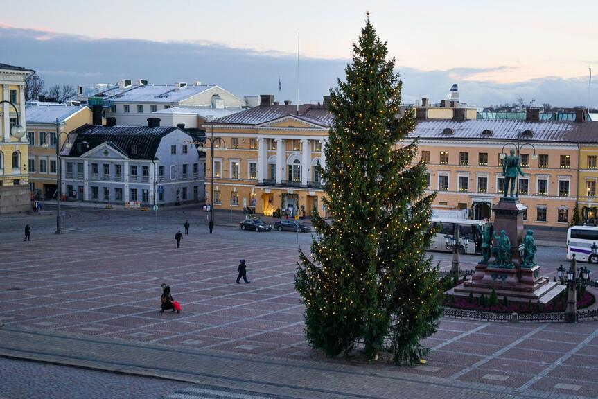 A Christmas tree at the Senate Square.