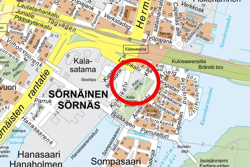 Kehittämisvarausalueen sijainti kartalla.