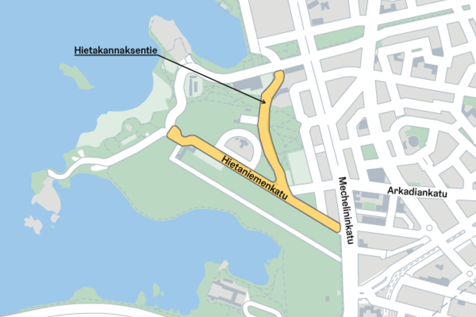 Hietaniemenkadun sijainti kartalla.